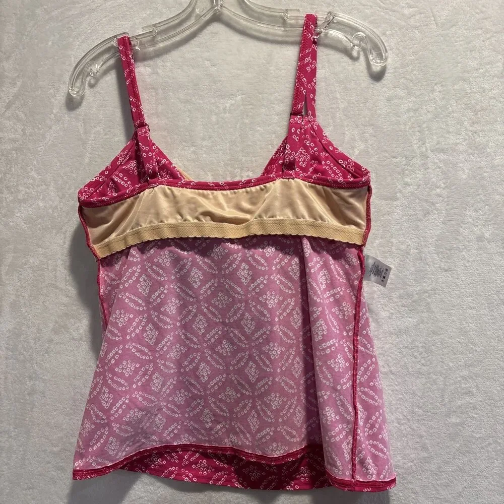 Lands' End Swimwear Tankini Top Women's 12 Pink Underwire Built-In Bra Twist